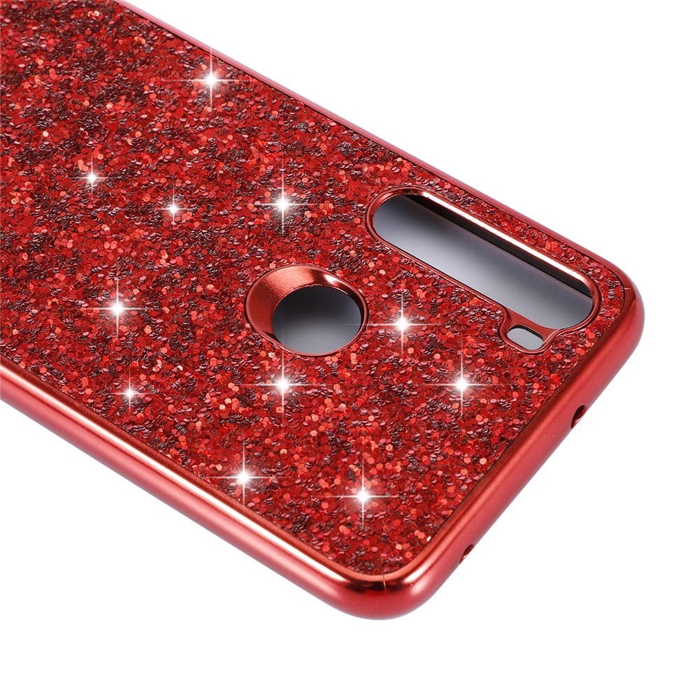 PC Scintillante Luccicante Back+TPU Frame Mobile Casing Per Xiaomi Redmi Note 8 - Rosso-6