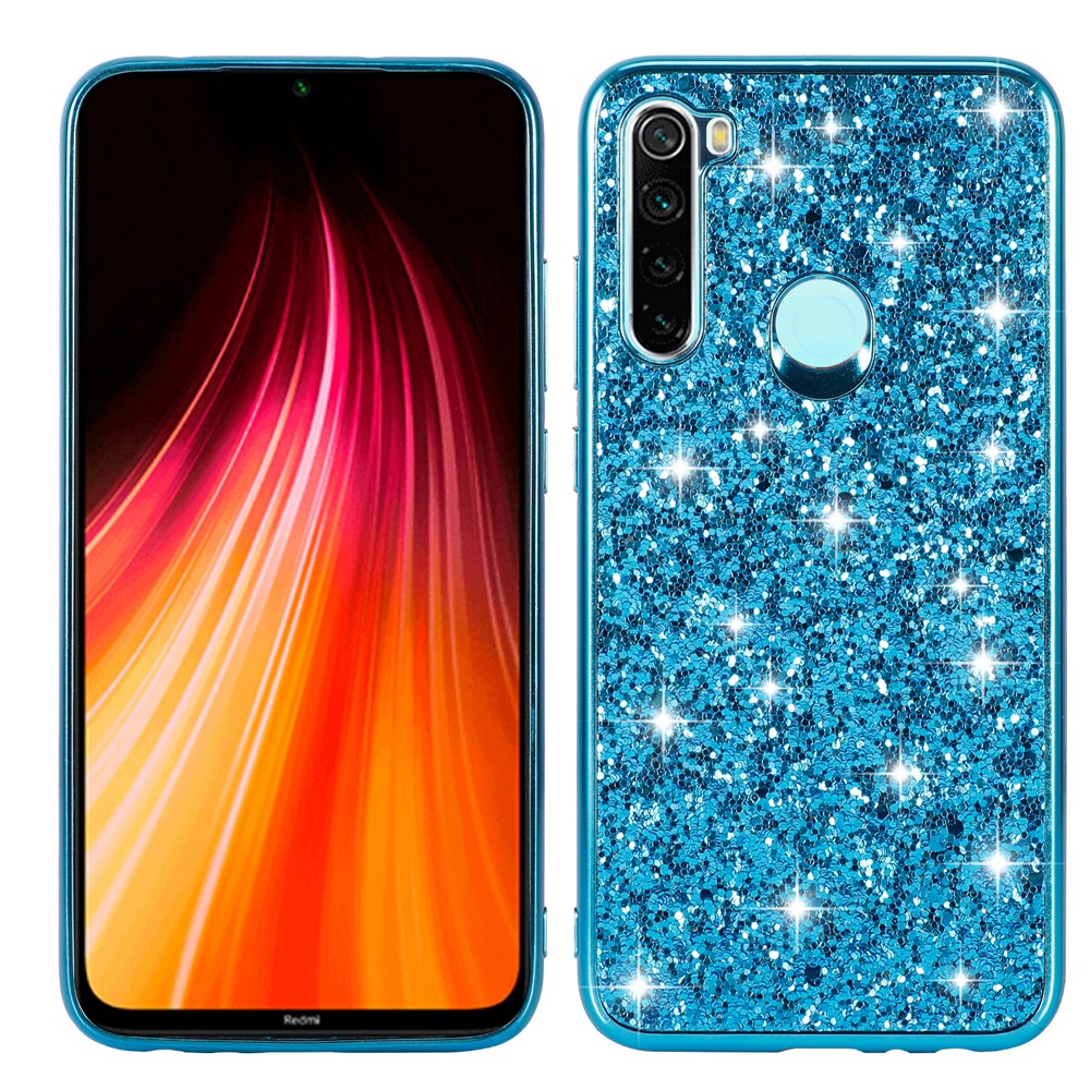 PC Scintillante Luccicante Back+TPU Frame Mobile Casing Per Xiaomi Redmi Note 8 - Blu