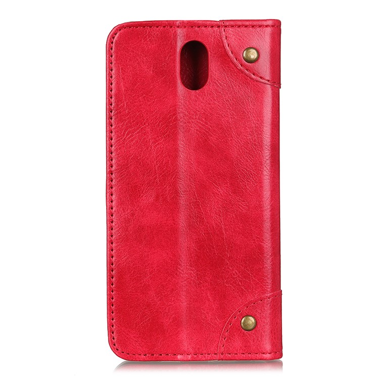 Crazy Horse Auto-absorbed Split Leather Wallet Case for Xiaomi Redmi 8A - Red-5