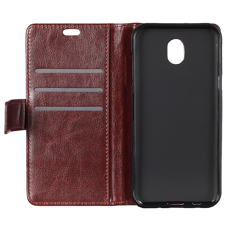 Rivet Decorated Crazy Horse Leather Wallet Stand Case for Xiaomi Redmi 8A - Brown-3