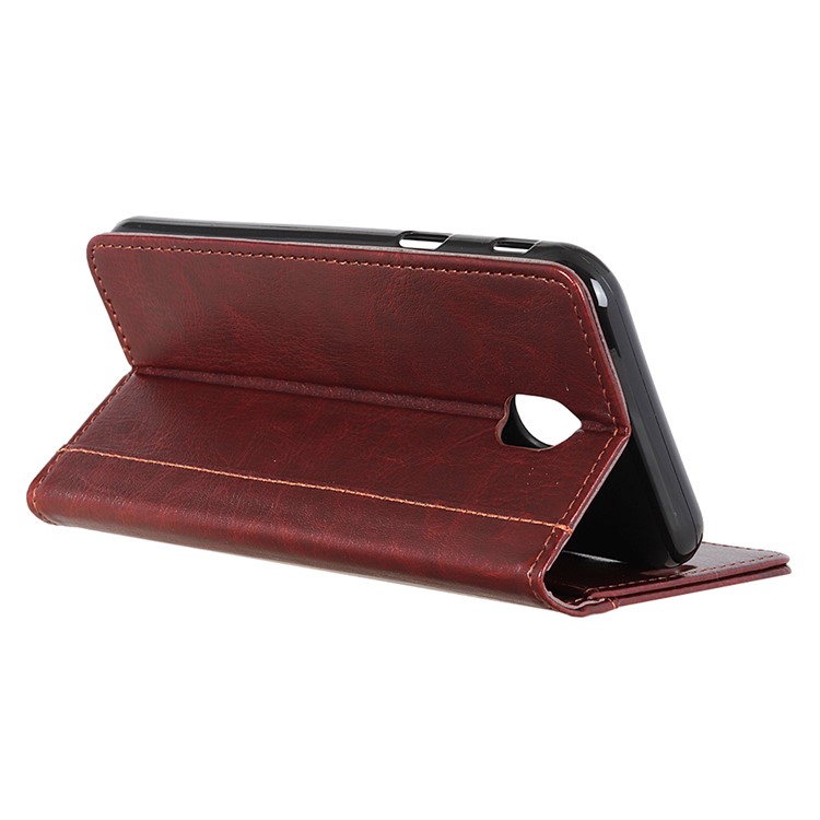 Rivet Decorated Crazy Horse Leather Wallet Stand Case for Xiaomi Redmi 8A - Brown-4