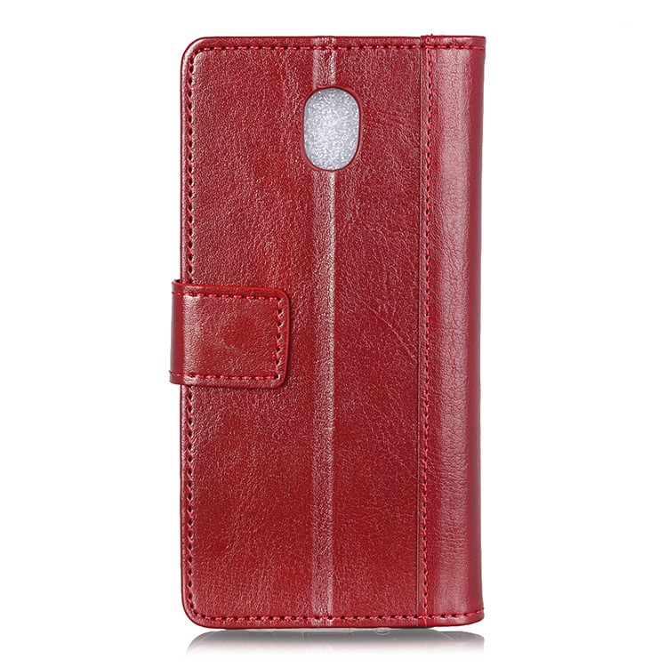Rivet Decorated Crazy Horse Leather Wallet Stand Case for Xiaomi Redmi 8A - Red-2