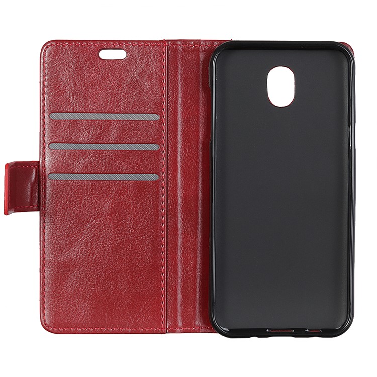 Rivet Decorated Crazy Horse Leather Wallet Stand Case for Xiaomi Redmi 8A - Red-3