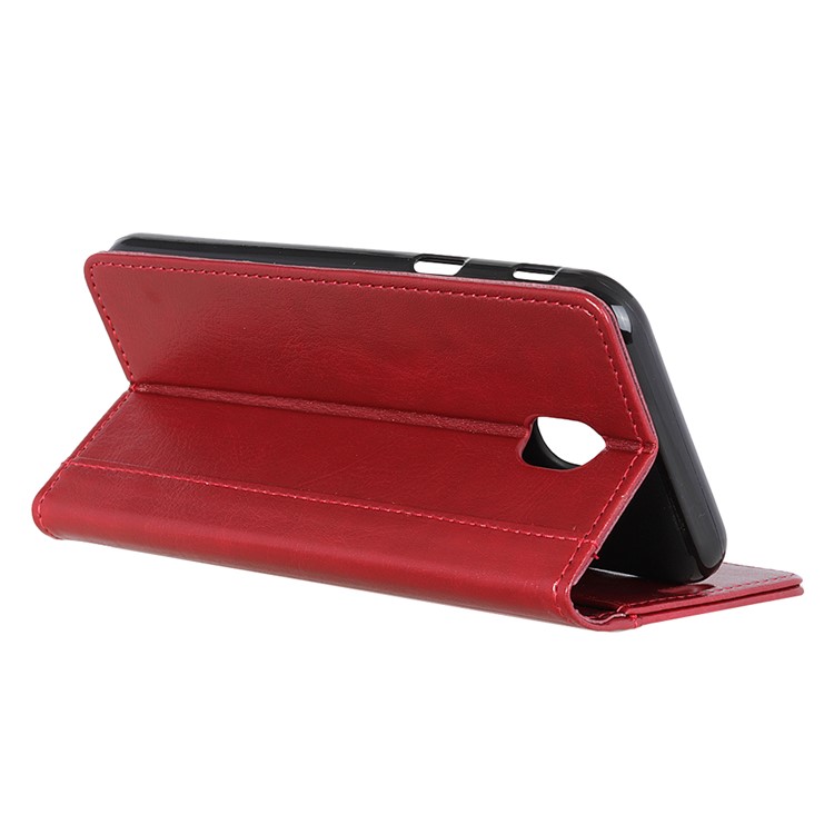 Rivet Decorated Crazy Horse Leather Wallet Stand Case for Xiaomi Redmi 8A - Red-4