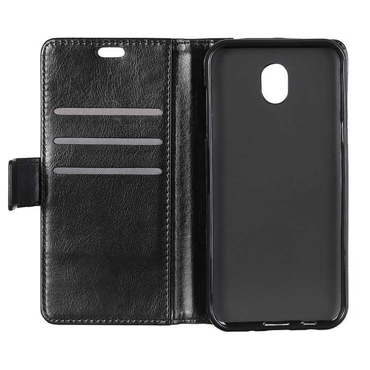 Rivet Decorated Crazy Horse Leather Wallet Stand Case for Xiaomi Redmi 8A - Black-3