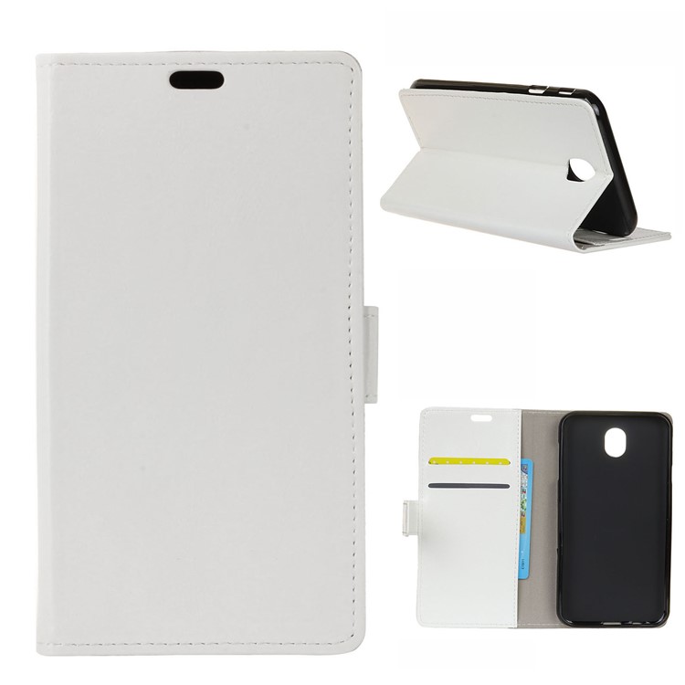 Crazy Horse Leather Wallet Stand Case for Xiaomi Redmi 8A - White-1