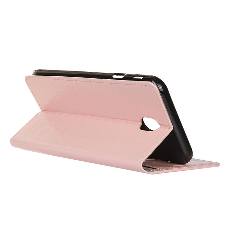 Crazy Horse Leather Wallet Stand Case for Xiaomi Redmi 8A - Pink-4
