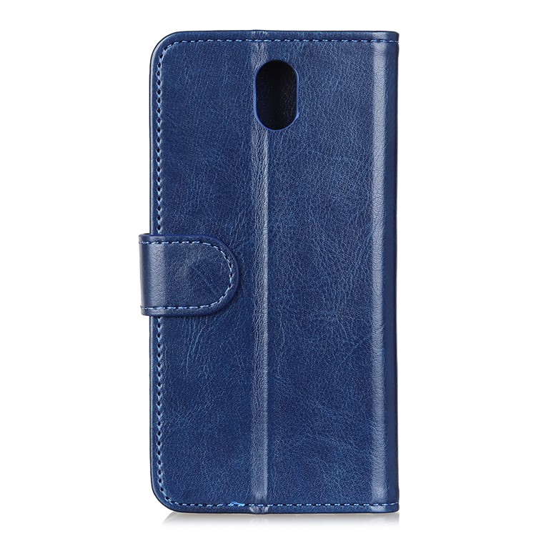 Crazy Horse Leather Wallet Case for Xiaomi Redmi 8A - Blue-3