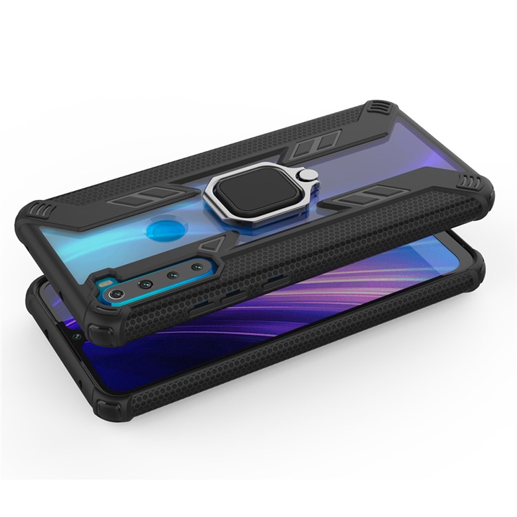 Warrior Style Rotating Ring Kickstand PC+TPU Hybrid Shell for Xiaomi Redmi Note 8 - Black-10