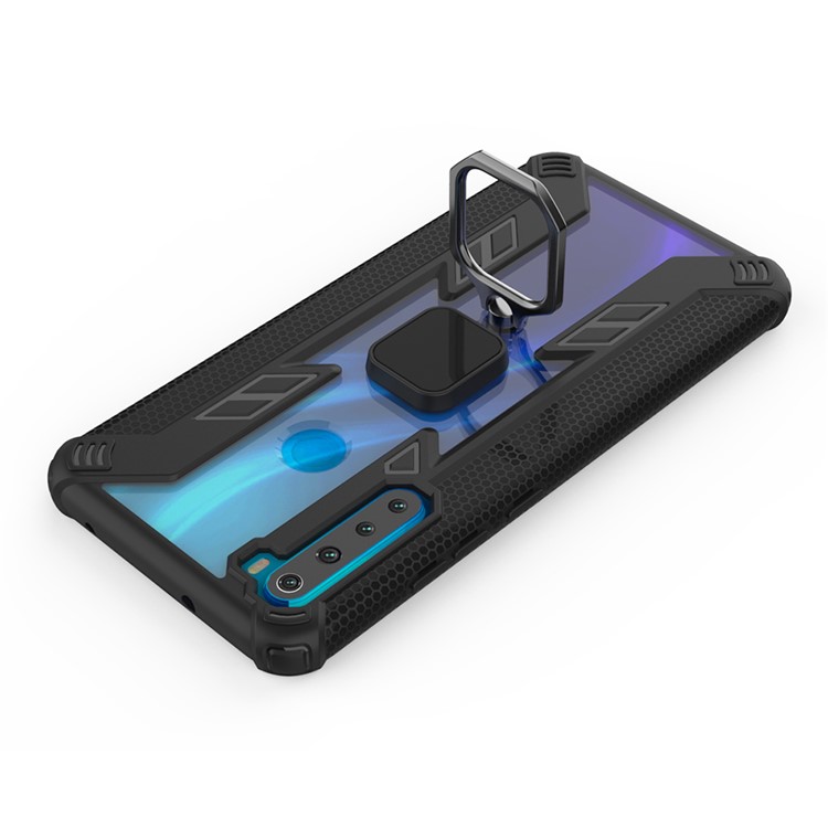 Warrior Style Rotating Ring Kickstand PC+TPU Hybrid Shell for Xiaomi Redmi Note 8 - Black-9