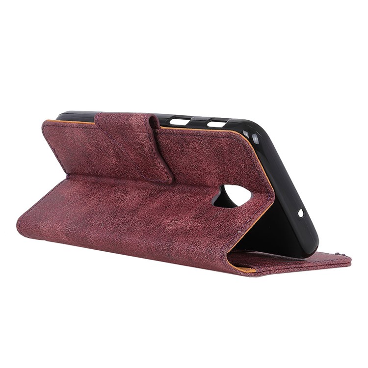 Vintage Style Leather Wallet Case for Xiaomi Redmi 8A - Wine Red-5