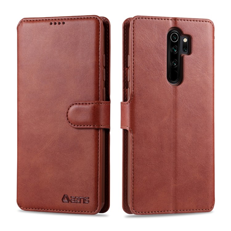 AZNS Leather Wallet Case for Xiaomi Redmi Note 8 Pro - Brown-1