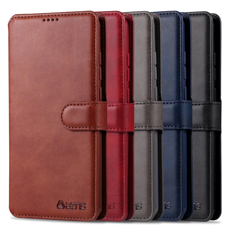 AZNS Leather Wallet Case for Xiaomi Redmi Note 8 Pro - Brown-10