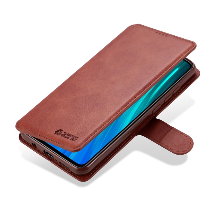 AZNS Leather Wallet Case for Xiaomi Redmi Note 8 Pro - Brown-4