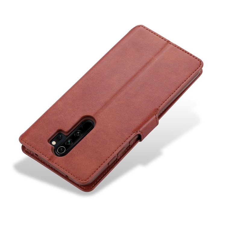 AZNS Leather Wallet Case for Xiaomi Redmi Note 8 Pro - Brown-5