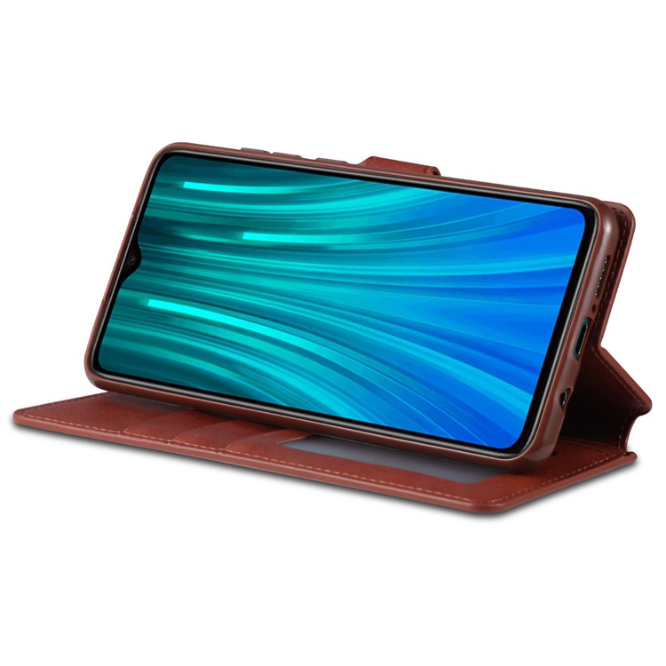 AZNS Leather Wallet Case for Xiaomi Redmi Note 8 Pro - Brown-7