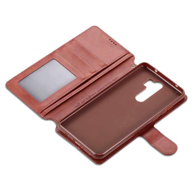 AZNS Leather Wallet Case for Xiaomi Redmi Note 8 Pro - Brown-9