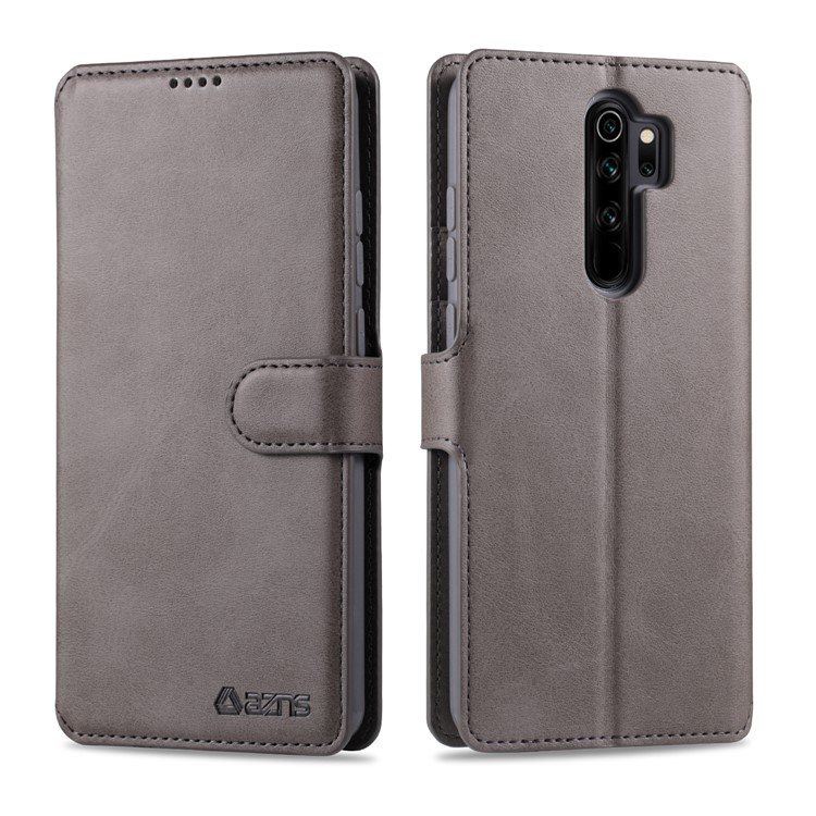 AZNS Leather Wallet Case for Xiaomi Redmi Note 8 Pro - Grey-1