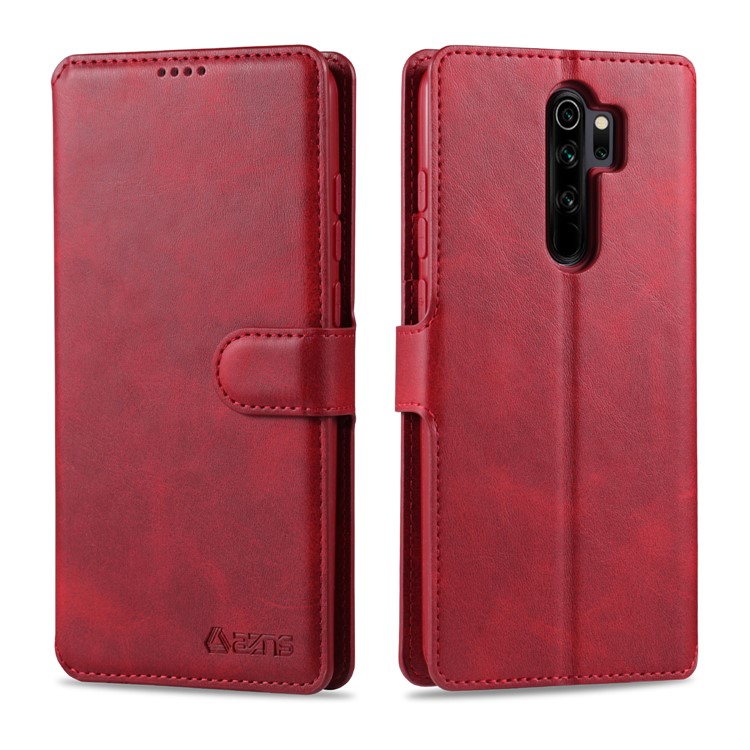 AZNS Leather Wallet Case for Xiaomi Redmi Note 8 Pro - Red-1
