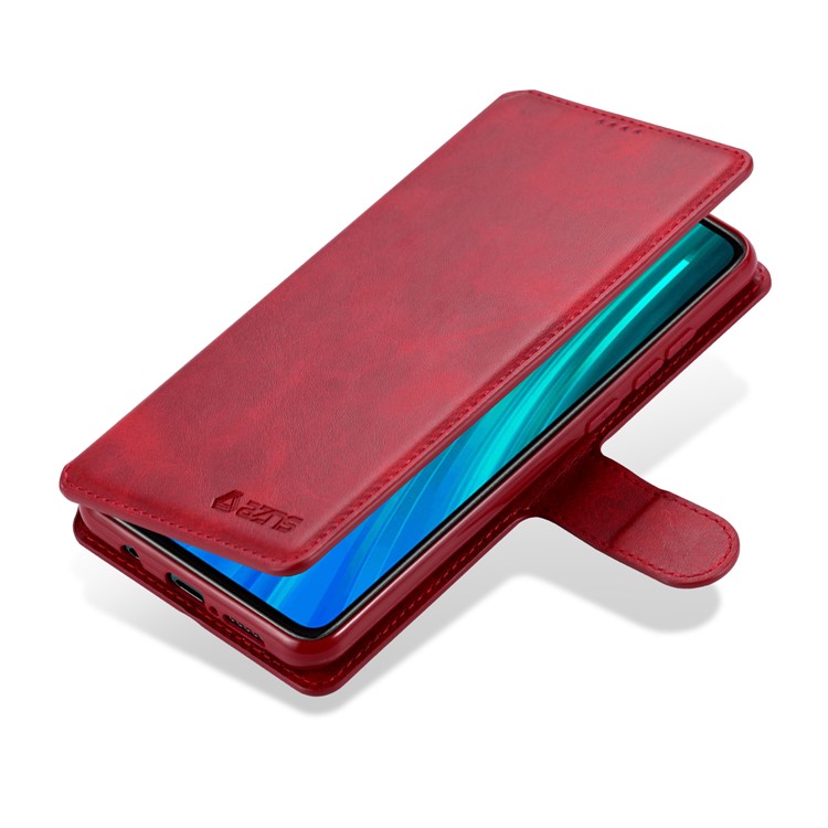 AZNS Leather Wallet Case for Xiaomi Redmi Note 8 Pro - Red-4