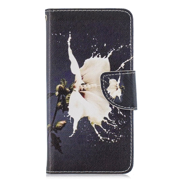 Pattern Printing Cross Texture Leather Wallet Case for Xiaomi Redmi Note 8 Pro - White Flower-4