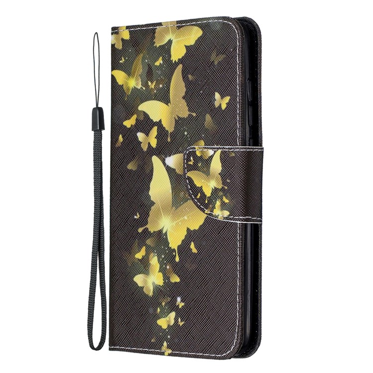 Pattern Printing Cross Texture Leather Wallet Case for Xiaomi Redmi Note 8 Pro - Gold Butterflies-2