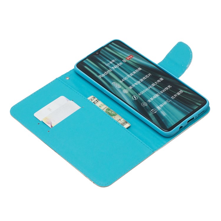 Pattern Printing Cross Texture Leather Wallet Case for Xiaomi Redmi Note 8 Pro - Butterflies Pattern-5