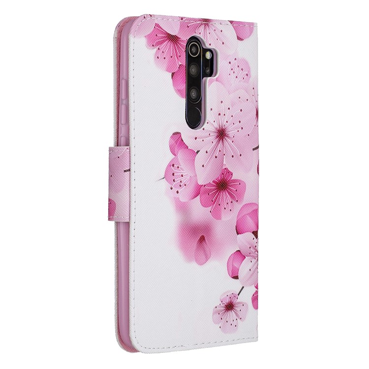 Impresión de Patrones Textura Cruzada Case de Billetera de Cuero Para Xiaomi Redmi Note 8 Pro - Flor de la Ciruela