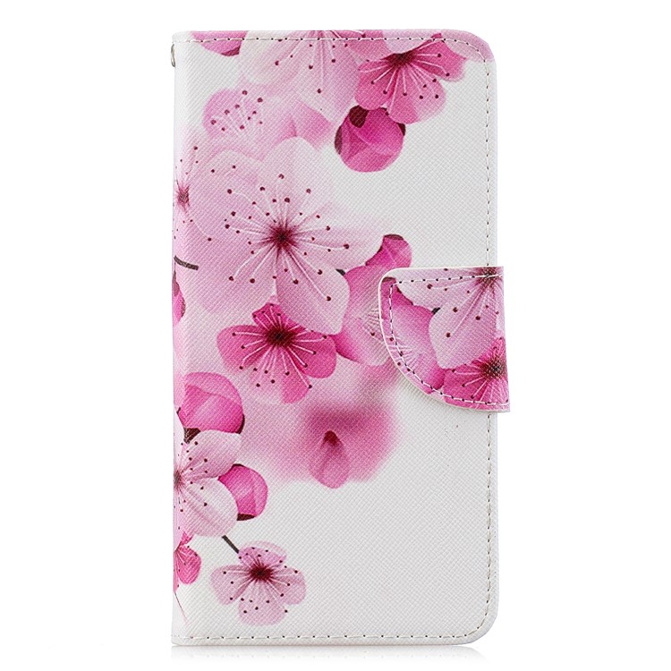 Modèle Impression de Texture Croisée Case de Portefeuille en Cuir Pour Xiaomi Redmi Note 8 Pro - Fleur de Prune