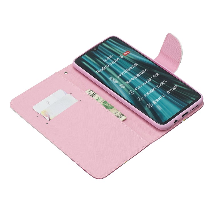 Pattern Printing Cross Texture Leather Wallet Case for Xiaomi Redmi Note 8 Pro - Elephant and Flowers-5