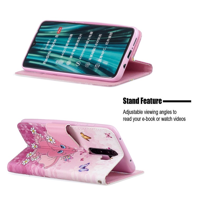 Pattern Printing Cross Texture Leather Wallet Case for Xiaomi Redmi Note 8 Pro - Elephant and Flowers-6