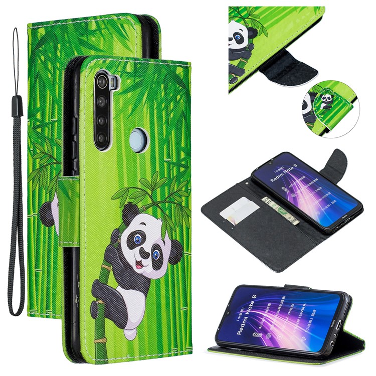Light Spot Decor Patterned Wallet Leather Smart Case for Xiaomi Redmi Note 8 - Panda-1