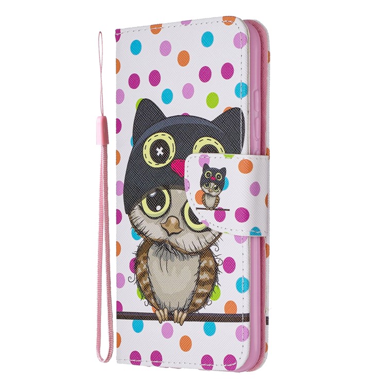 Light Spot Decor Patterned Wallet Leather Smart Case for Xiaomi Redmi Note 8 - Owl-2