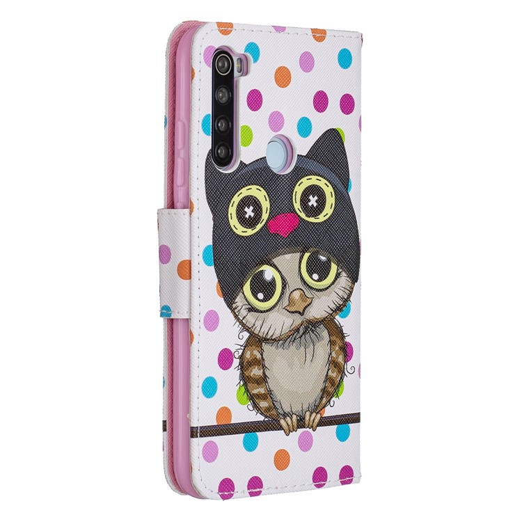 Light Spot Decor Patterned Wallet Leather Smart Case for Xiaomi Redmi Note 8 - Owl-3