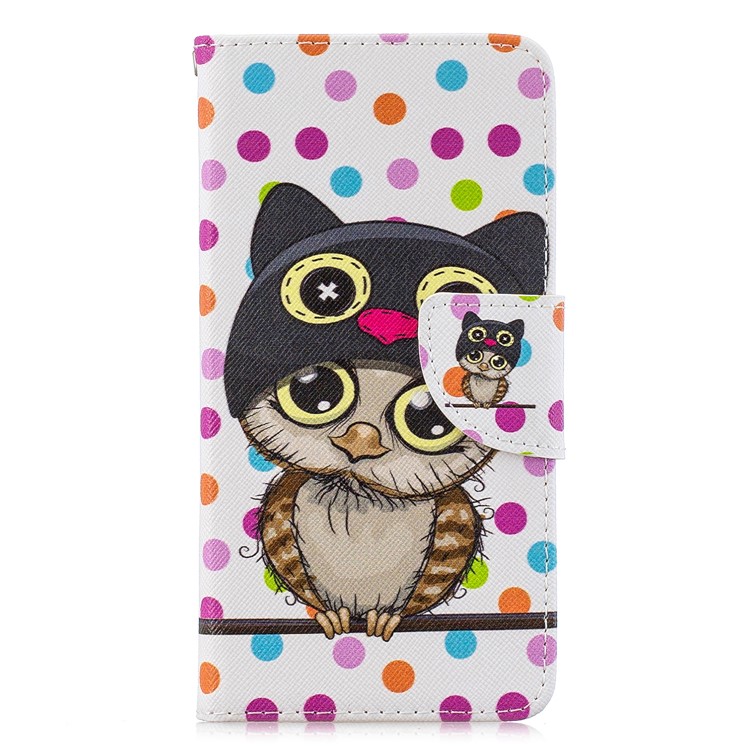 Light Spot Decor Patterned Wallet Leather Smart Case for Xiaomi Redmi Note 8 - Owl-4
