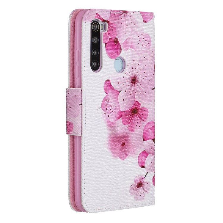 Light Spot Decor Patterned Wallet Leather Smart Case for Xiaomi Redmi Note 8 - Peach Blossom-3