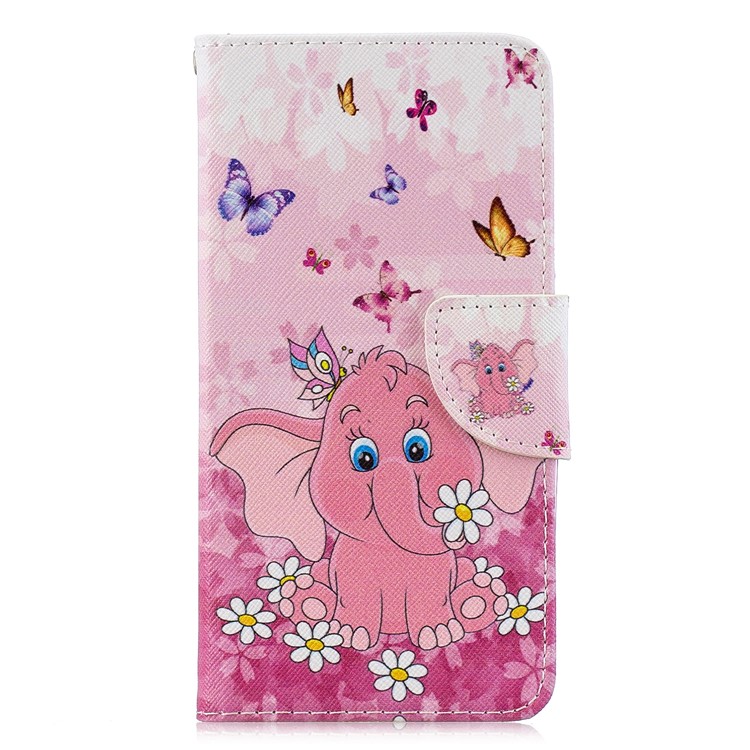 Light Spot Decor Patterned Wallet Leather Smart Case for Xiaomi Redmi Note 8 - Pink Elephant-4