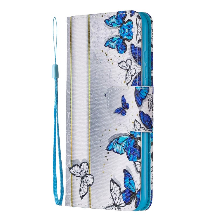 Light Spot Decor Patterned Wallet Leather Smart Case for Xiaomi Redmi Note 8 - Blue Butterflies-2