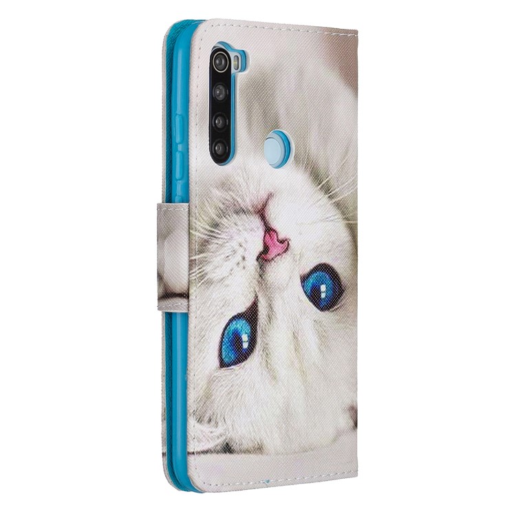 Light Spot Decor Patterned Wallet Leather Smart Case for Xiaomi Redmi Note 8 - White Cat-3