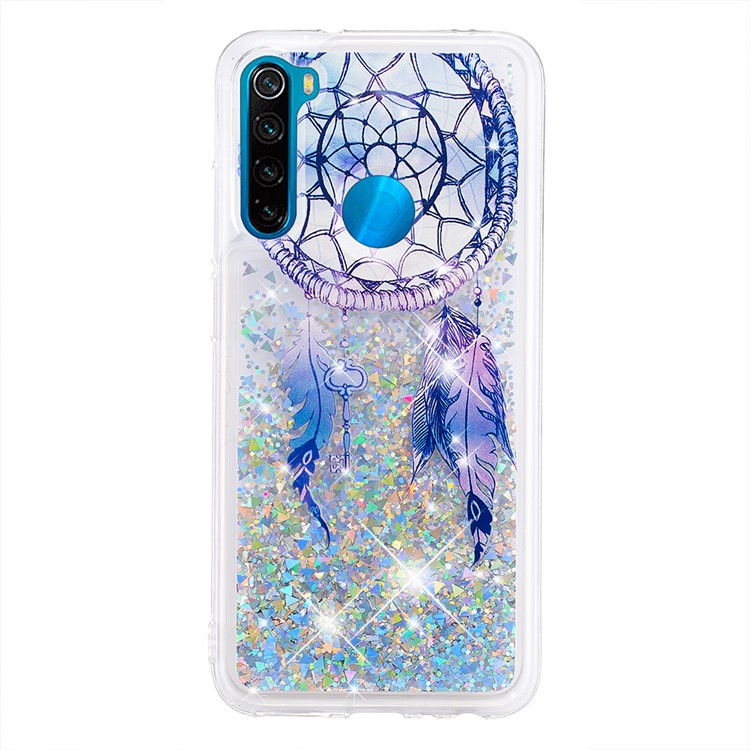 Pattern Printing Quicksand Dynamic Glittery Sequins TPU Casing for Xiaomi Redmi Note 8 - Silver/Dream Catcher-2