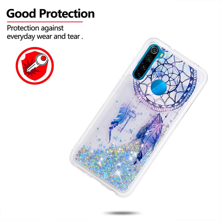 Pattern Printing Quicksand Dynamic Glittery Sequins TPU Casing for Xiaomi Redmi Note 8 - Silver/Dream Catcher-4