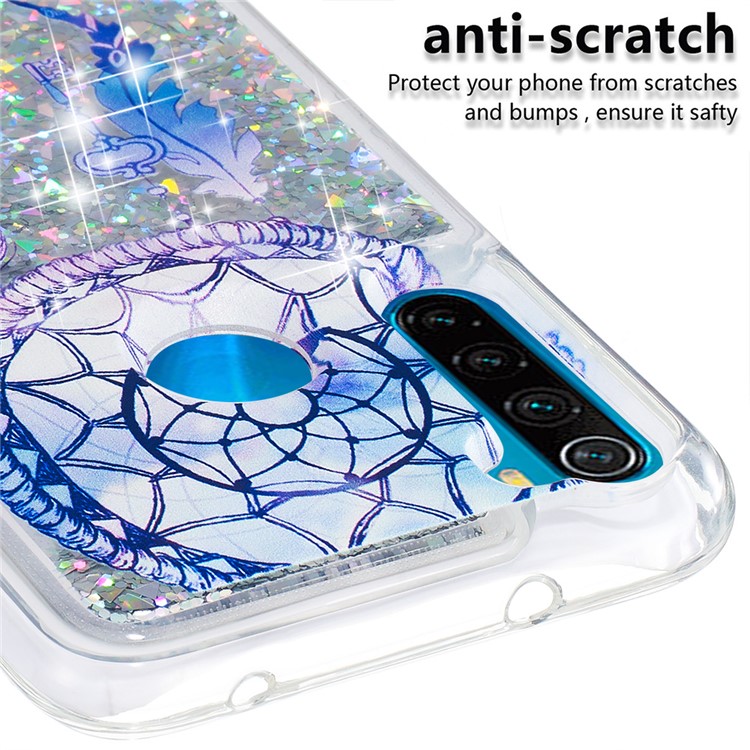 Pattern Printing Quicksand Dynamic Glittery Sequins TPU Casing for Xiaomi Redmi Note 8 - Silver/Dream Catcher-5