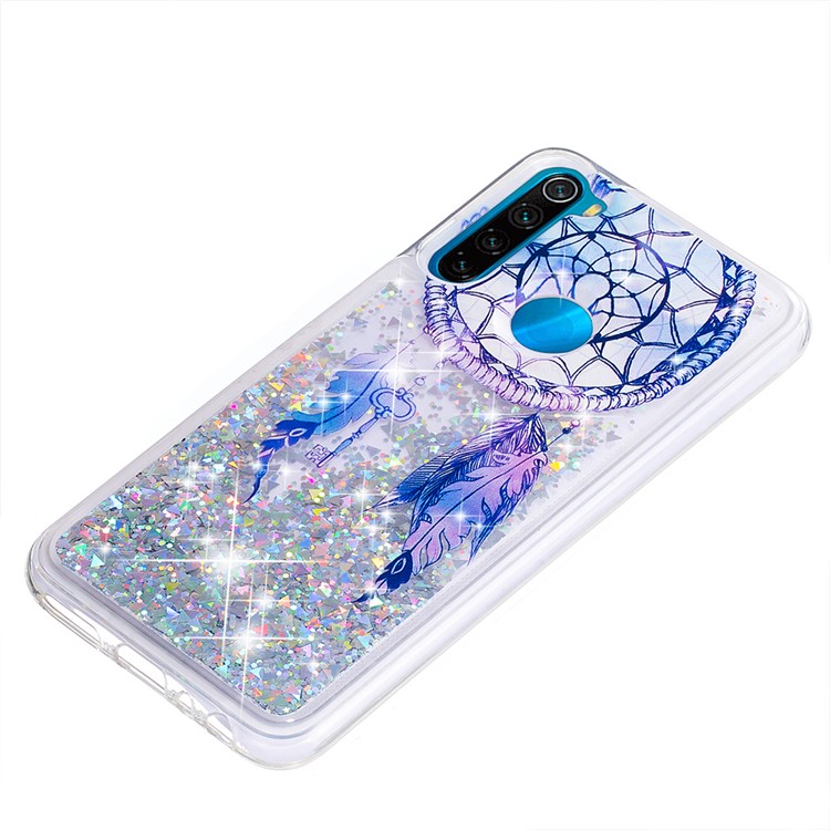 Pattern Printing Quicksand Dynamic Glittery Sequins TPU Casing for Xiaomi Redmi Note 8 - Silver/Dream Catcher-6