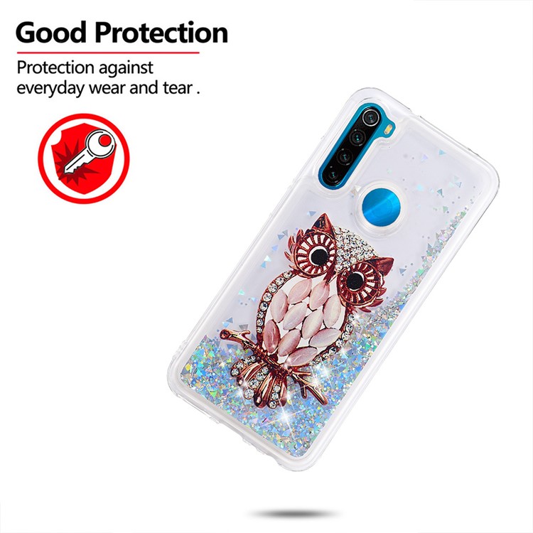 Шаблон Печать Плывуна Динамического Блестящих Блестки TPU Корпуса Для Xiaomi Реого Примечания- - Серебро / Филин-4