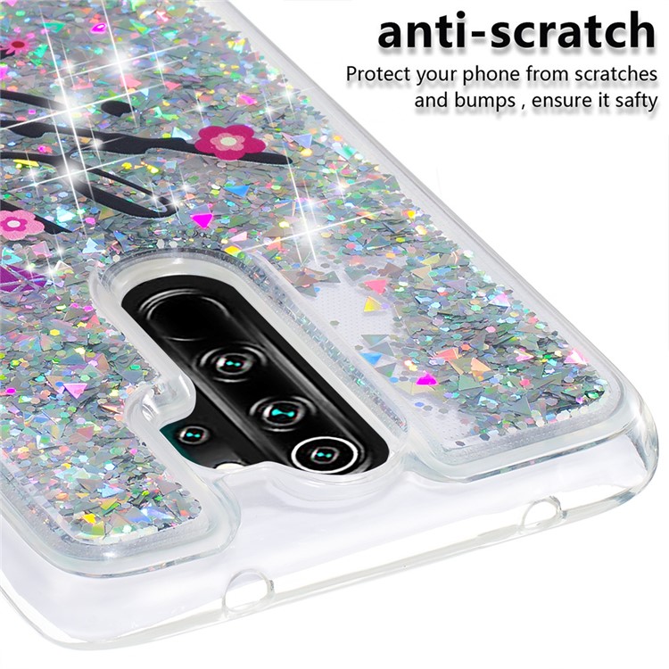 Pattern Printing Quicksand Dynamic Glittery Sequins TPU Case for Xiaomi Redmi Note 8 Pro - Silver/Smile-5