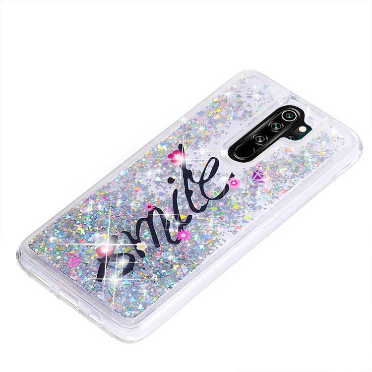 Pattern Printing Quicksand Dynamic Glittery Sequins TPU Case for Xiaomi Redmi Note 8 Pro - Silver/Smile-6