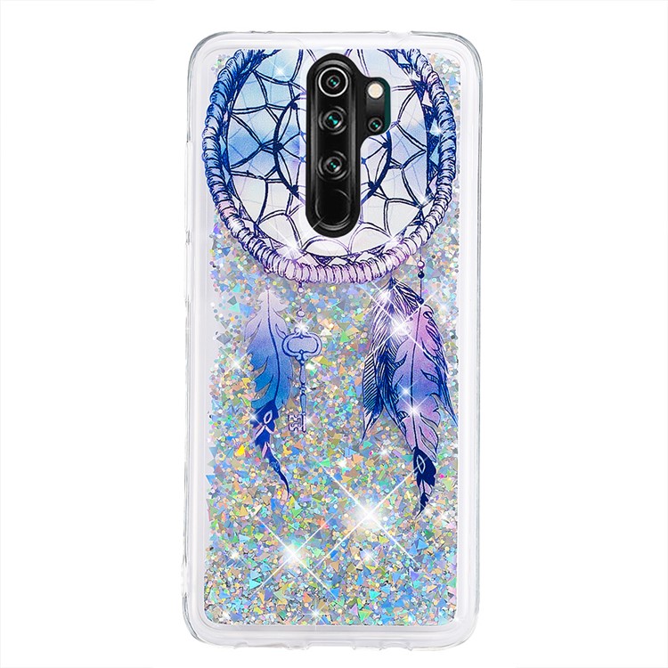 Pattern Printing Quicksand Dynamic Glittery Sequins TPU Case for Xiaomi Redmi Note 8 Pro - Silver/Dream Catcher-2