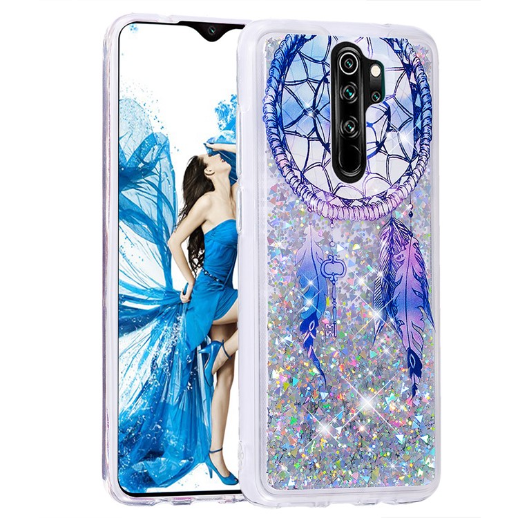 Pattern Printing Quicksand Dynamic Glittery Sequins TPU Case for Xiaomi Redmi Note 8 Pro - Silver/Dream Catcher-3