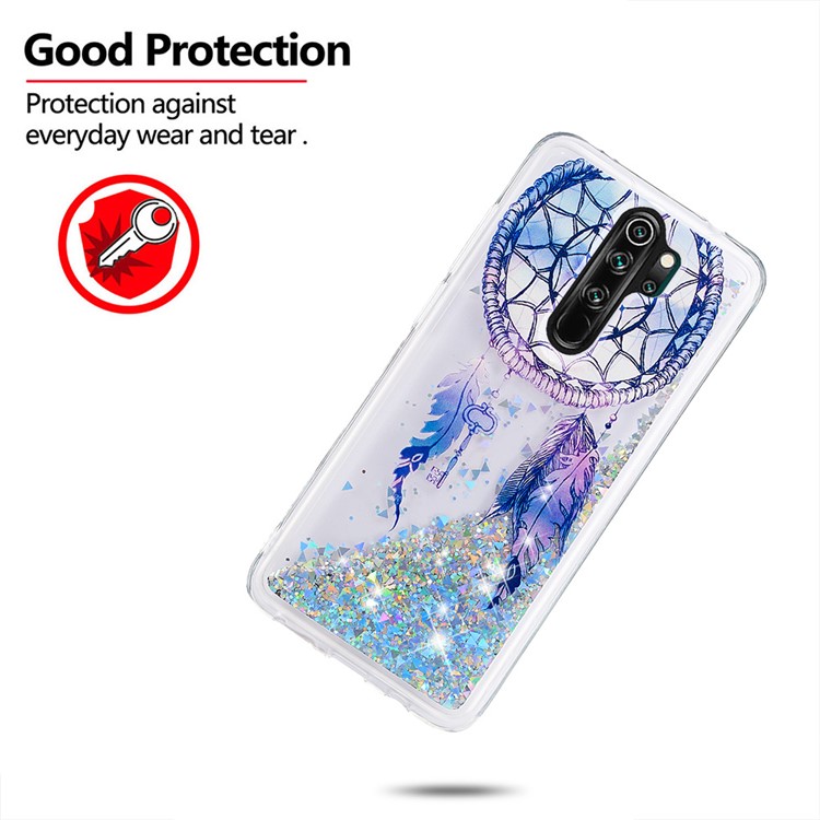 Pattern Printing Quicksand Dynamic Glittery Sequins TPU Case for Xiaomi Redmi Note 8 Pro - Silver/Dream Catcher-4