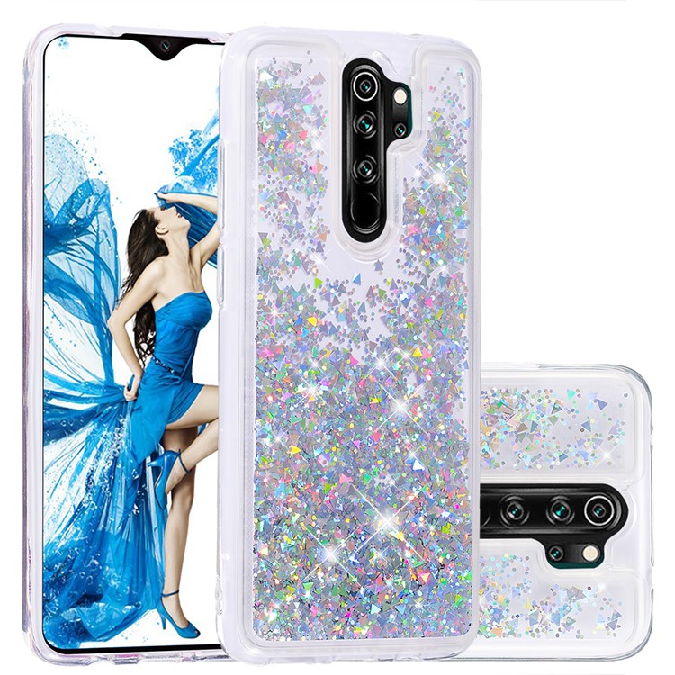 Floating Glitter Sequins TPU Cell Shell Cover for Xiaomi Redmi Note 8 Pro - Silver-1